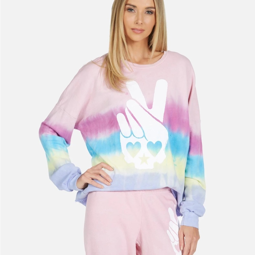 Lauren Moshi Lee Skull Peace Hand Sweatshirt size S